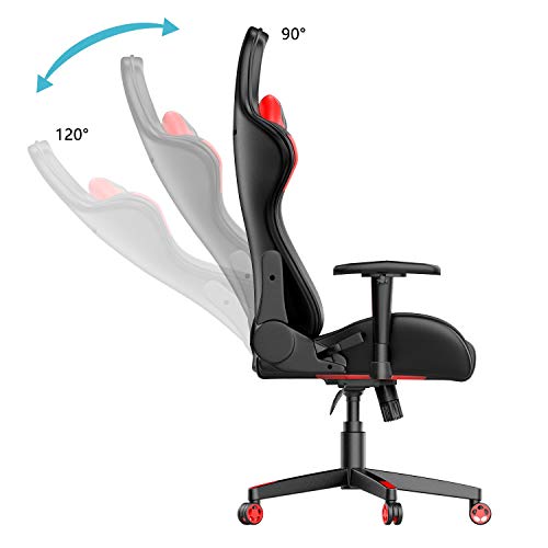 AmazonBasics BIFMA Certified Gaming/Racing Style Office Chair - with Removable Headrest and High Back Cushion - Red, BIFMA Certified
