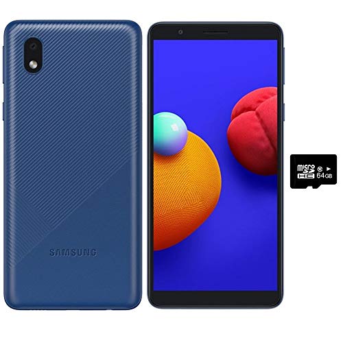 Samsung Galaxy A01 Core (16GB) 5.3", 3000mAh Battery, Android 10, Dual SIM GSM Unlocked Global 4G LTE (T-Mobile, AT&T, Metro, Straight Talk) International Model A013M/DS (64GB SD Bundle, Blue)