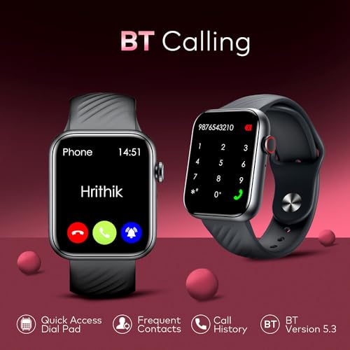 itel ICON-2 Smartwatch with BT Calling, 1.83" HD Display with a 550 nits Peak Brightness, Functional Crown, IP68, 150+ Watch Faces, 24Hr Health Monitor and Voice Assistant (Black)