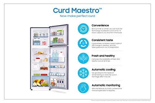 Samsung 244L 3 Star Inverter Frost Free Double Door Refrigerator (RT28T3523S8/HL, Elegant Inox, Curd Maestro)