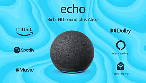 Echo (4th Gen) | With premium sound, smart home hub, and Alexa | Charcoal