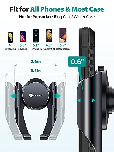 VICSEED Phone Holder for Car [SmartClamp & Easiest Ever] Hands-Free Car Phone Holder Mount [Strong Suction & Stable] Dashboard Windshield Air Vent Car Phone Mount Fit iPhone 12 13 Samsung & All Phones