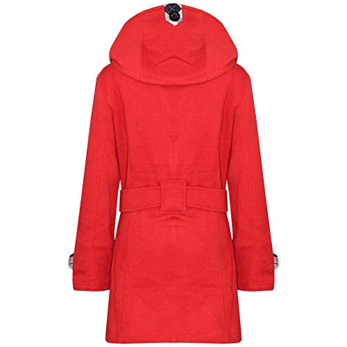 Kids Girls Overcoat Hooded Trench Coat Lapels Red Padded Long Parka Jacket 5-13Y