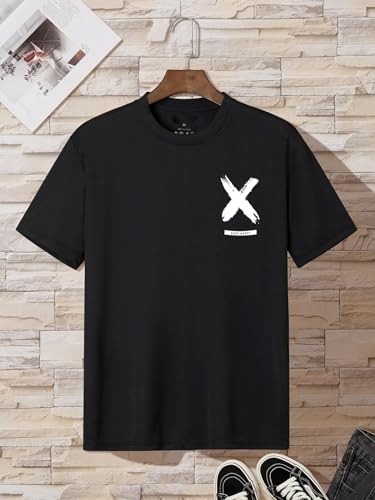 Lymio Men T-Shirt || T-Shirt for Men || Printed T Shirt || T-Shirt (X-Tshirt-6-10) (L, Black)