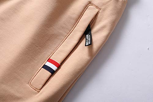 Big Boy's Casual Shorts Summer Cotton Classic Fit Elastic Waist Shorts with Zipper Pockets - brown - 10
