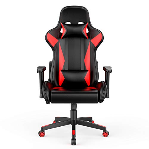 AmazonBasics BIFMA Certified Gaming/Racing Style Office Chair - with Removable Headrest and High Back Cushion - Red, BIFMA Certified