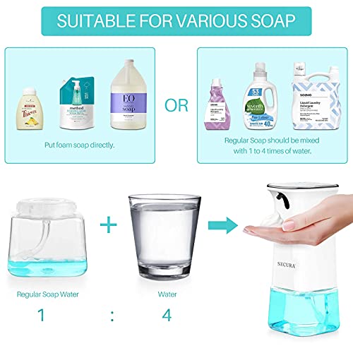 Secura Premium Automatic Foaming Soap Dispenser 9.5oz/280ml w/Adjustable Volume Control | Fashionable Exquisite Battery Operated Electric Touchless Soap Dispensers for Kitchen, Bathroom, Office, Hotel