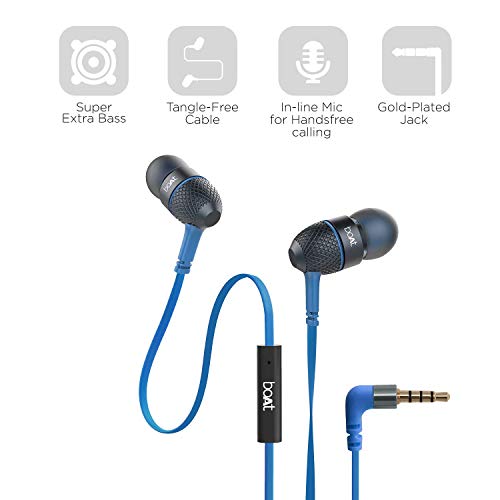 boAt BassHeads 225 Wired in Ear Earphone with Mic and Carry Case(Blue)