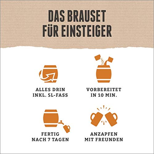 braufaesschen | Bierbrauset zum selber brauen | Weißbier im 5L Fass | In 7 Tagen gebraut | Tolles Geburtstagsgeschenk aus München Bayern