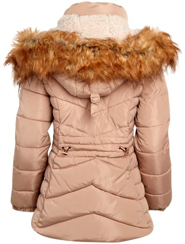 Madden Girl Women’s Winter Coat - Quilted Bubble Puffer Parka Jacket, Sherpa Hood (S-1X), Size L, Tan