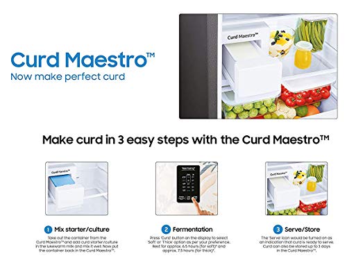 Samsung 244L 3 Star Inverter Frost Free Double Door Refrigerator (RT28T3523S8/HL, Elegant Inox, Curd Maestro)