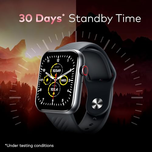 itel ICON-2 Smartwatch with BT Calling, 1.83" HD Display with a 550 nits Peak Brightness, Functional Crown, IP68, 150+ Watch Faces, 24Hr Health Monitor and Voice Assistant (Black)