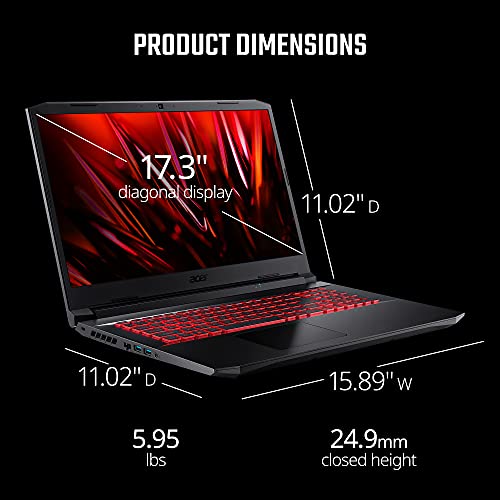 Acer Nitro 5 AN517-54-79L1 Gaming Laptop | Intel Core i7-11800H | NVIDIA GeForce RTX 3050Ti Laptop GPU | 17.3" FHD 144Hz IPS Display | 16GB DDR4 | 1TB NVMe SSD | Killer Wi-Fi 6 | Backlit KB | Win 11