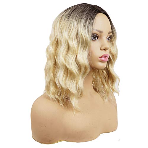 Short Weave Hair Wigs Synthetic Curly Hair Short Bob Shoulder Length Natural Weave Wigs (Pink)