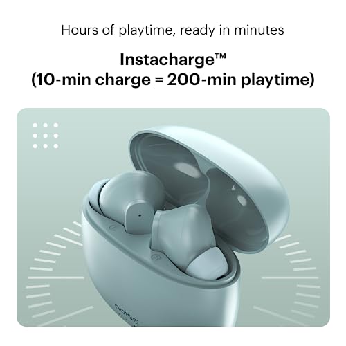 Noise Buds VS104 Truly Wireless Earbuds with 45H of Playtime, Quad Mic with ENC, Instacharge(10 min=200 min), 13mm Driver,Low Latency, BT v5.2 (Mint Green)