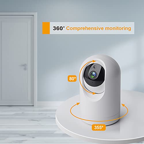 Konnek Stein Indoor Security Camera Wireless, 2K Smart Home IP Camera 2.4G/5G Dual-Band WiFi Connection, Two-Way Audio, AI Human Motion Detection, Night Vision, App Remote Control - White (QC21S)