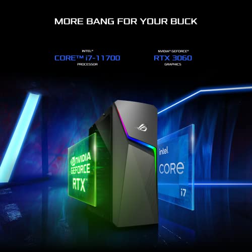 ROG Strix G10 Gaming Desktop PC, Intel Core i7-11700, GeForce RTX 3060, 16GB DDR4 RAM, 1TB PCIe SSD, Wi-Fi 5, Windows 11 Home, G10CE-AH766