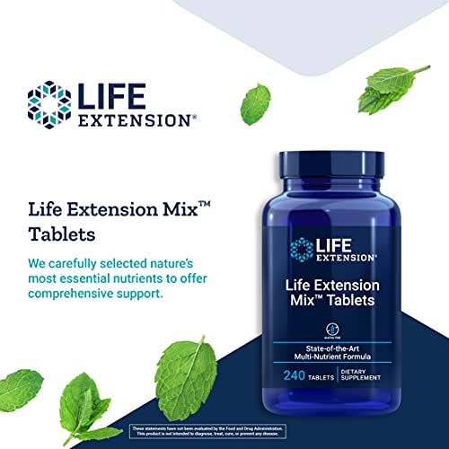 Life Extension Mix Tablets - High-potency Vitamin, Mineral, Fruit And Vegetable Supplement - Complete Daily Veggies Blend Pills For Whole Body Health, Immunity & Longevity - Gluten Free - 240 Tablets