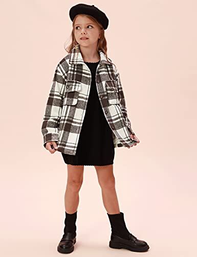 Girls' Lapel Plaid jacket Coat Outerwear Little Plaid Overcoat Size 8-10