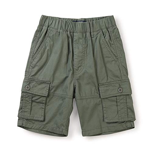 OCHENTA Boy's Lightweight Pull on Cargo Shorts, Cotton Casual Slacks - green - 13-14 Years