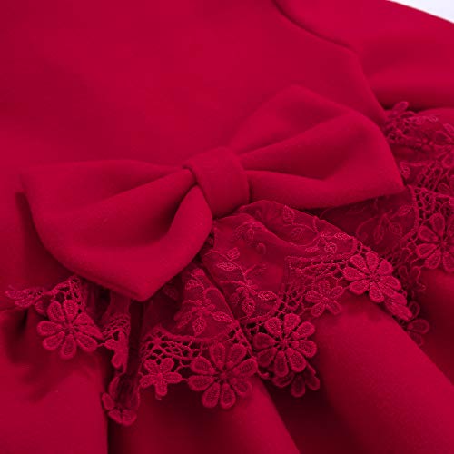 Pettigirl Girls Elegant Winter Christmas Fashion Faux Fur Collar Red Overcoat Outfit Kids Stylish Holiday Party Coat