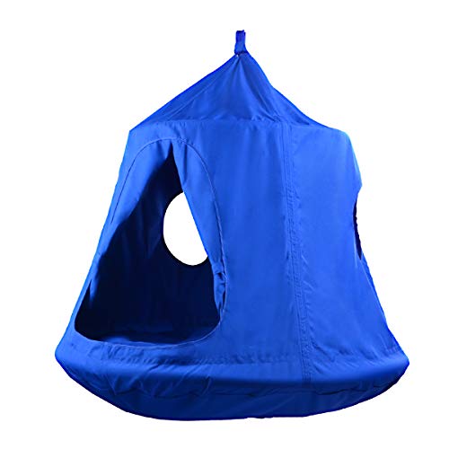 Kids Outdoor Waterproof Play Tent Hanging Hammock with Lights String (Blue)