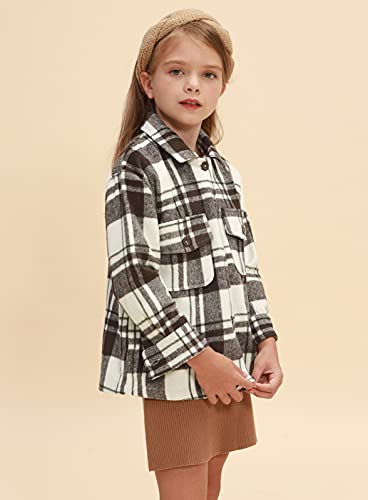Girls' Lapel Plaid jacket Coat Outerwear Little Plaid Overcoat Size 8-10
