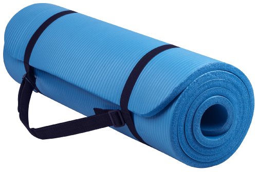 BalanceFrom All Purpose 1/2-Inch Extra Thick High Density Anti-Tear Exercise Yoga Mat with Carrying Strap and Yoga Blocks