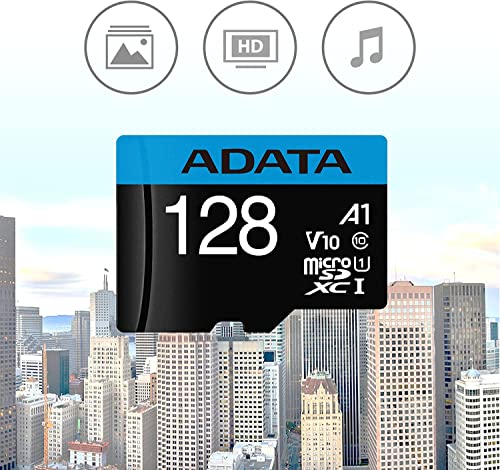 ADATA 128 GB Tarjeta de Memoria Micro SDXC con Adaptador Color Negro con Azul A1 (Clase 10)