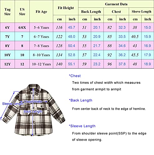 Girls' Lapel Plaid jacket Coat Outerwear Little Plaid Overcoat Size 8-10