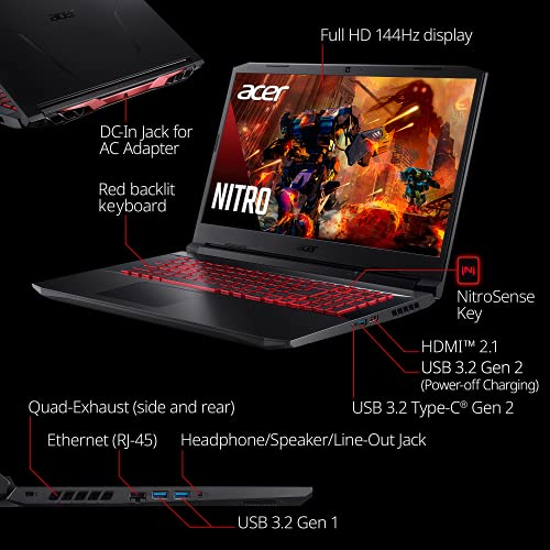Acer Nitro 5 AN517-54-79L1 Gaming Laptop | Intel Core i7-11800H | NVIDIA GeForce RTX 3050Ti Laptop GPU | 17.3" FHD 144Hz IPS Display | 16GB DDR4 | 1TB NVMe SSD | Killer Wi-Fi 6 | Backlit KB | Win 11