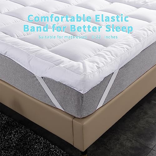 ANALIN Single Mattress Topper 10cm Down Alternative Fiber Soft and Breathable 400TC Cotton Mattress Cover.