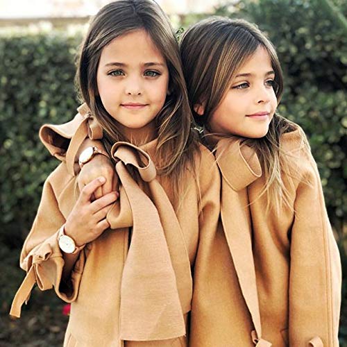 SUUGEN Toddler Kid Baby Girls Warm Wool Bowknot Coat Winter Overcoat Outwear Jacket (2-3T, Brown)