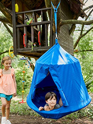 Kids Outdoor Waterproof Play Tent Hanging Hammock with Lights String (Blue)