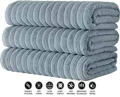 Classic Turkish Towels 3 Piece Luxury Bath Sheet Set - 40 x 65 Inch Soft and Thick Oversized Bathroom Towels Made with 100% Turkish Cotton (Seafoam)