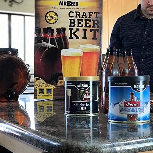 Mr. Beer 2 Gallon Complete Starter Beer Making Kit Perfect for Beginners, Designed for Quick and Efficient Homebrewing, Premium Gold Edition