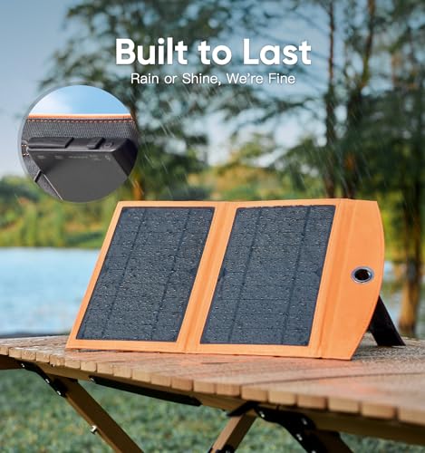 Upgrade 10W Portable Solar Charger Power Bank, 5V 3A Folding Solar Panel Solar Cell with High-Efficiency Battery Charger Panel for Camping Hiking Backpacking Outdoor Trip Compatible with Phones Tablet