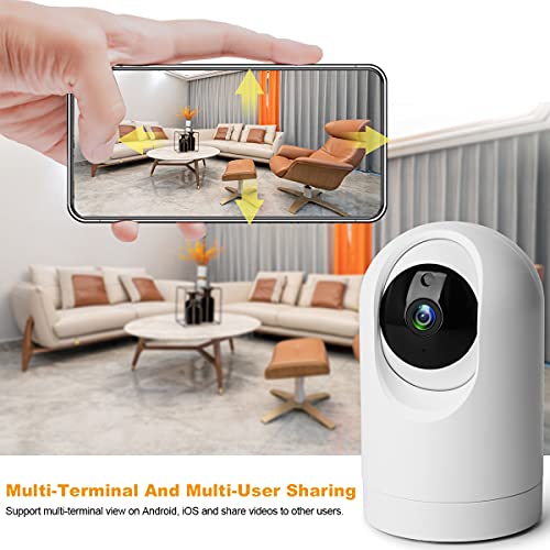 Konnek Stein Indoor Security Camera Wireless, 2K Smart Home IP Camera 2.4G/5G Dual-Band WiFi Connection, Two-Way Audio, AI Human Motion Detection, Night Vision, App Remote Control - White (QC21S)