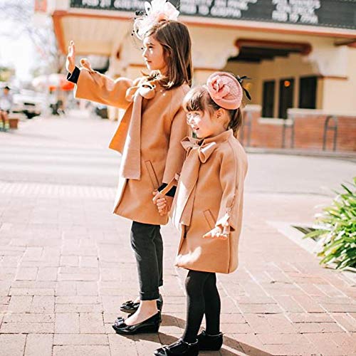 SUUGEN Toddler Kid Baby Girls Warm Wool Bowknot Coat Winter Overcoat Outwear Jacket (2-3T, Brown)