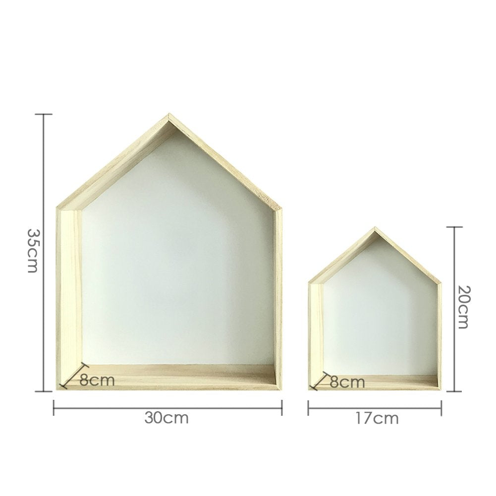 Samber Lovely Wooden House-shaped Wall Storage Shelf Children's Room Storage Rack Wall Mount Floating Shelves Storage Box Kids Room Wall Shelf Display Hanging Shelf Nursery Room Decor/White