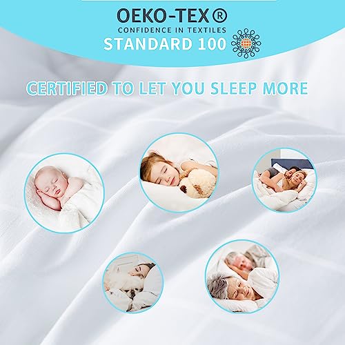 ANALIN Single Mattress Topper 10cm Down Alternative Fiber Soft and Breathable 400TC Cotton Mattress Cover.