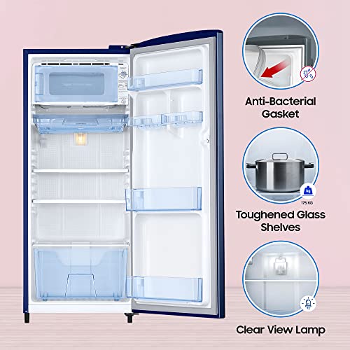 Samsung 183 L, 4 Star, Digital Inverter, Direct-Cool Single Door Refrigerator (RR20C1724CU/HL, Camellia Blue, 2024 Model)