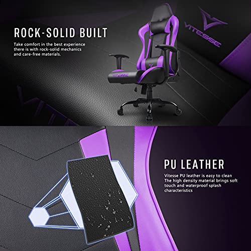 Copy of Copy of Generic PUKAMI Gaming Chair High Back for Teens Ergonomic Racing Computer Desk with Comfortable Lumbar Support and Headrest Girl Gamer Height Adjustable (Purple), 48*26*22 inch