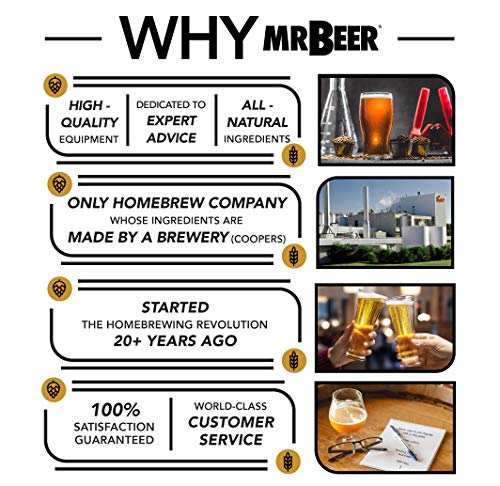 Mr. Beer 2 Gallon Complete Starter Beer Making Kit Perfect for Beginners, Designed for Quick and Efficient Homebrewing, Premium Gold Edition