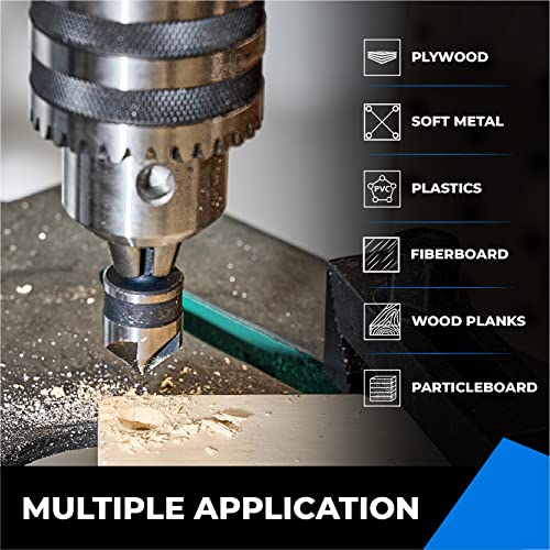amoolo 10-Pack Countersink Drill Bit Set with 1 Free Hex Key Wrench, 7 Pcs High Carbon Steel Countersink Drill Bits for Wood, 3 Pcs Hex Shank Wood Countersink Bits (1/2" 5/8" 3/4"), Woodworking Carpentry Reamer