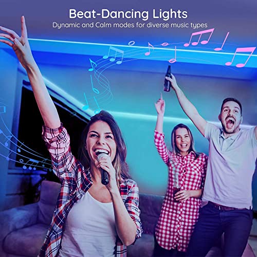 Govee Bluetooth LED Strip Lights, 65.6ft RGB LED Light Strip, App and Remote Control Color Changing Lights with 64 Scene Modes and Music Sync for Bedroom, Room, Kitchen, Party (2 Rolls of 32.8ft)