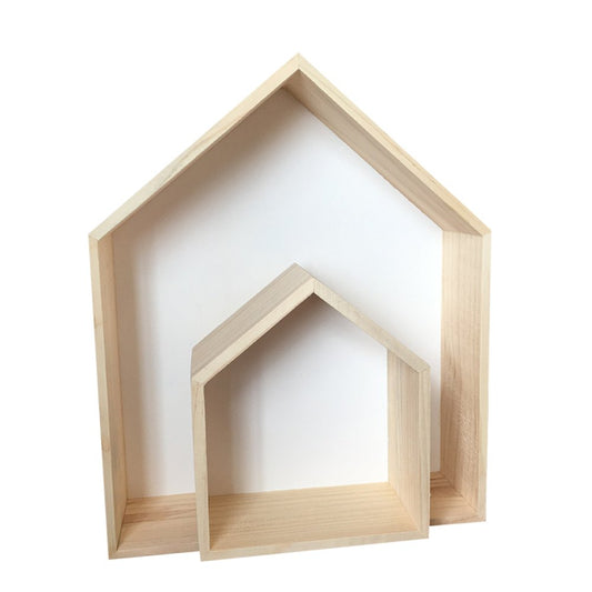 Samber Lovely Wooden House-shaped Wall Storage Shelf Children's Room Storage Rack Wall Mount Floating Shelves Storage Box Kids Room Wall Shelf Display Hanging Shelf Nursery Room Decor/White