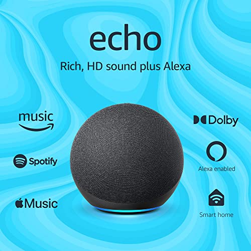 Echo (4th Gen) | With premium sound, smart home hub, and Alexa | Charcoal