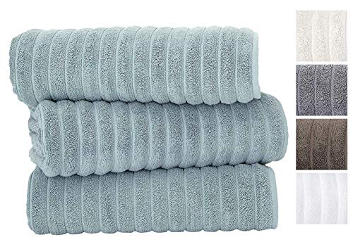 Classic Turkish Towels 3 Piece Luxury Bath Sheet Set - 40 x 65 Inch Soft and Thick Oversized Bathroom Towels Made with 100% Turkish Cotton (Seafoam)