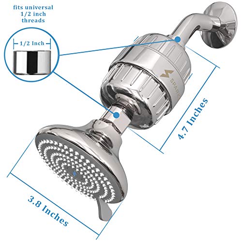 SparkPod Shower Head Filter - High-Pressure Water Filter Showerhead for Hard Water and Chlorine - Quickly Improve The Condition of Your Hair and Skin - Adjustable & Easy-to-Install (2.5GPM)